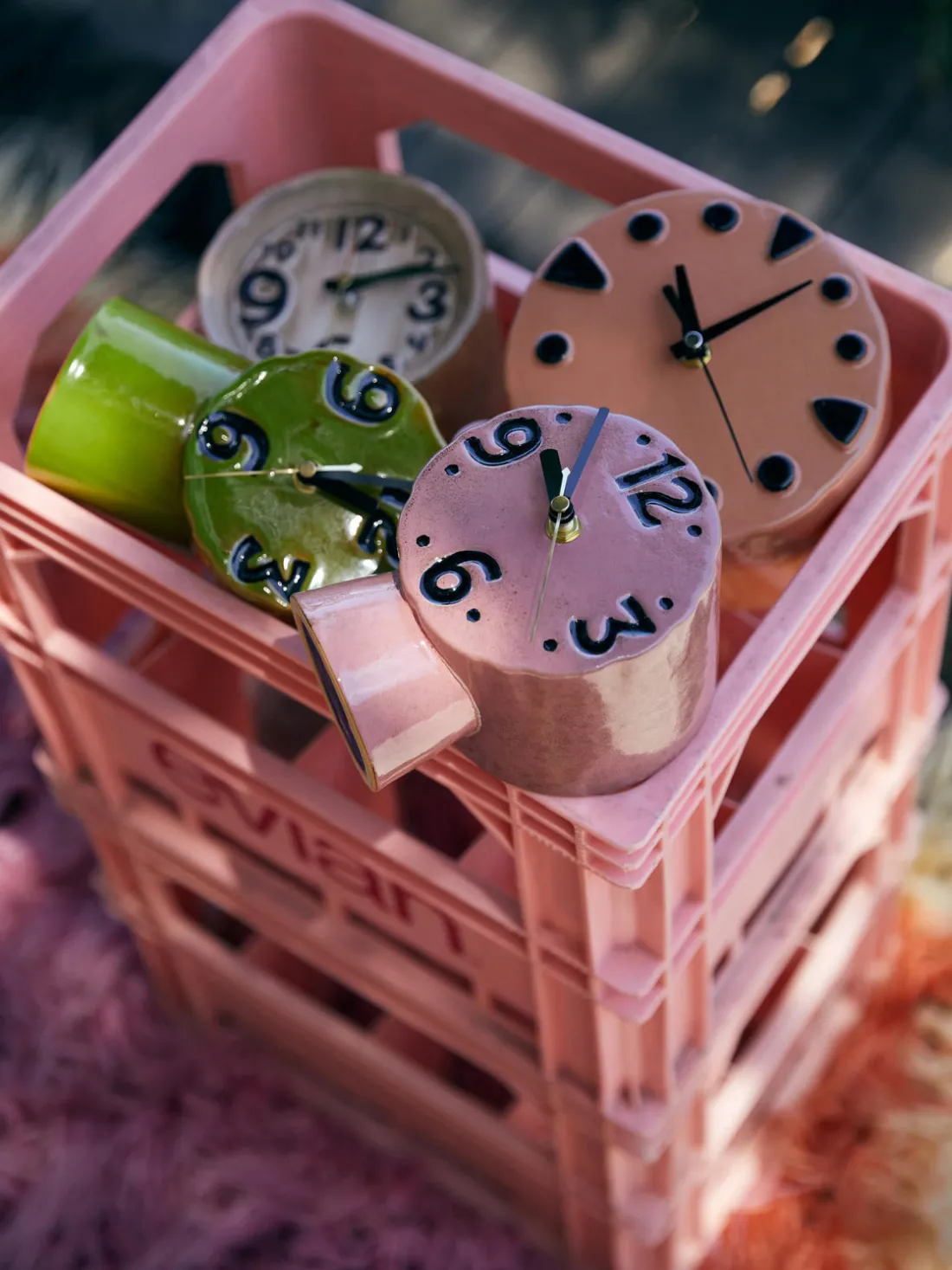 Reloj de mesa de cerámica pintado a mano Retro