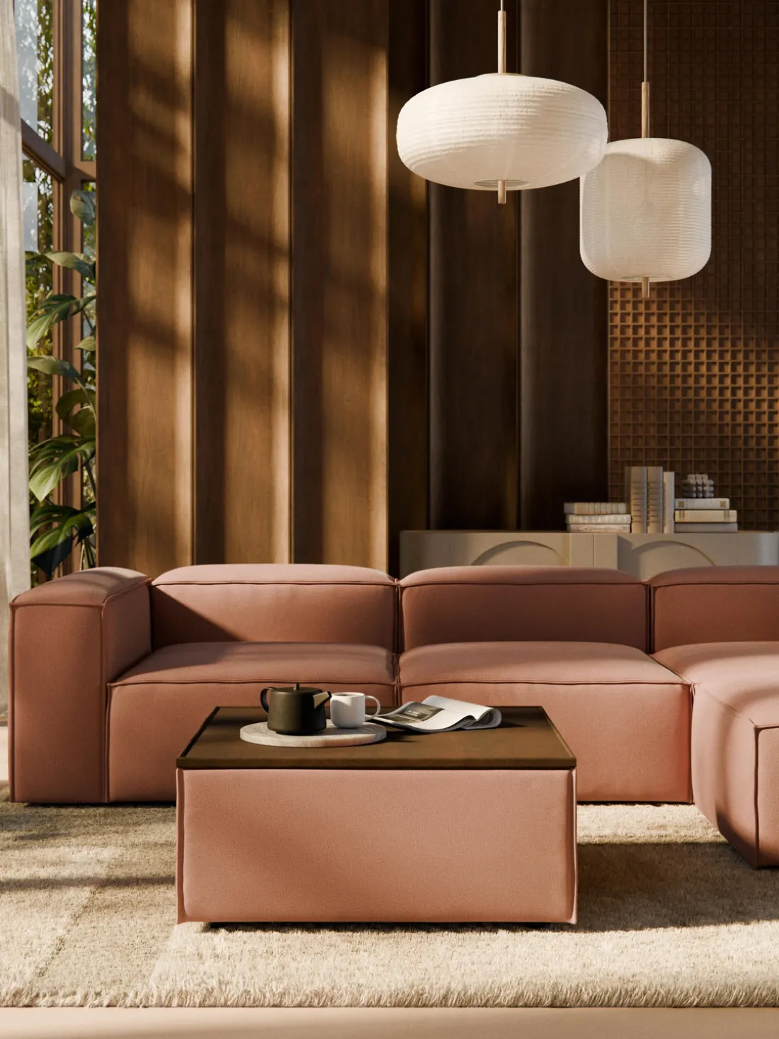 Reposapiés puf con espacio de almacenamiento Lennon