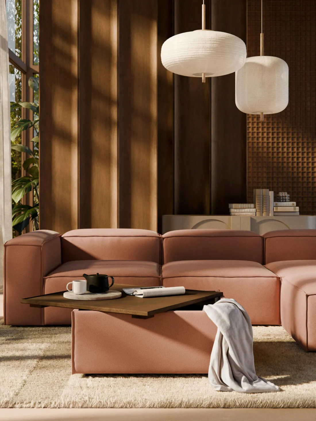 Reposapiés puf con espacio de almacenamiento Lennon