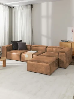 Reposapiés puf de cuero reciclado Lennon