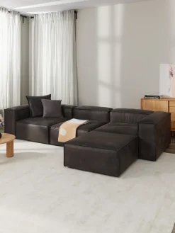 Reposapiés puf de cuero reciclado Lennon