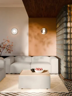 Reposapiés puf de mezcla de lino con espacio de almacenamiento Lennon