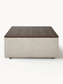 Reposapiés puf de mezcla de lino con espacio de almacenamiento Lennon