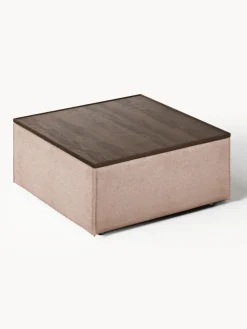 Reposapiés puf de mezcla de lino con espacio de almacenamiento Lennon