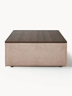 Reposapiés puf de mezcla de lino con espacio de almacenamiento Lennon