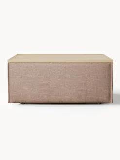 Reposapiés puf de mezcla de lino con espacio de almacenamiento Lennon