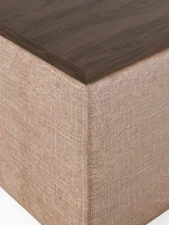 Reposapiés puf de mezcla de lino con espacio de almacenamiento Lennon