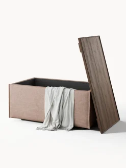 Reposapiés puf de mezcla de lino con espacio de almacenamiento Lennon