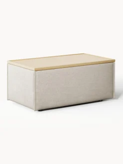 Reposapiés puf de mezcla de lino con espacio de almacenamiento Lennon