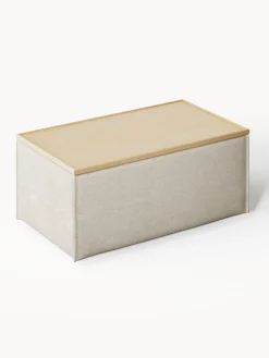 Reposapiés puf de mezcla de lino con espacio de almacenamiento Lennon