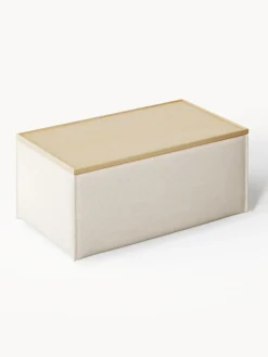 Reposapiés puf de mezcla de lino con espacio de almacenamiento Lennon