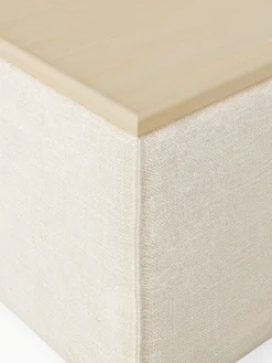 Reposapiés puf de mezcla de lino con espacio de almacenamiento Lennon