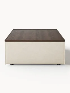 Reposapiés puf de mezcla de lino con espacio de almacenamiento Lennon