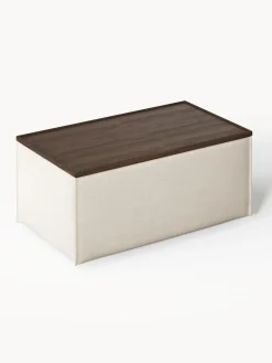 Reposapiés puf de mezcla de lino con espacio de almacenamiento Lennon