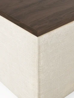 Reposapiés puf de mezcla de lino con espacio de almacenamiento Lennon