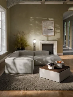 Reposapiés puf de pana con espacio de almacenamiento Lennon