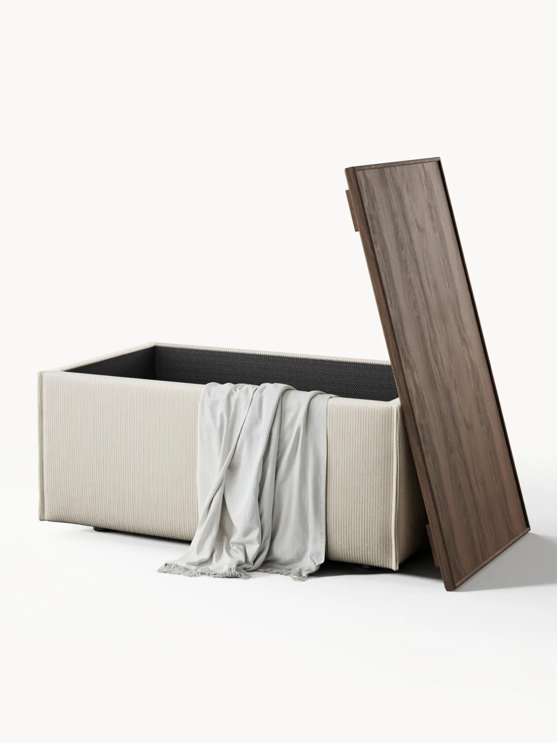 Reposapiés puf de pana con espacio de almacenamiento Lennon