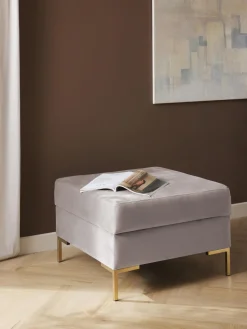 Reposapiés puf de terciopelo con espacio de almacenamiento Luna
