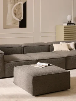 Reposapiés puf en tejido bouclé Lennon