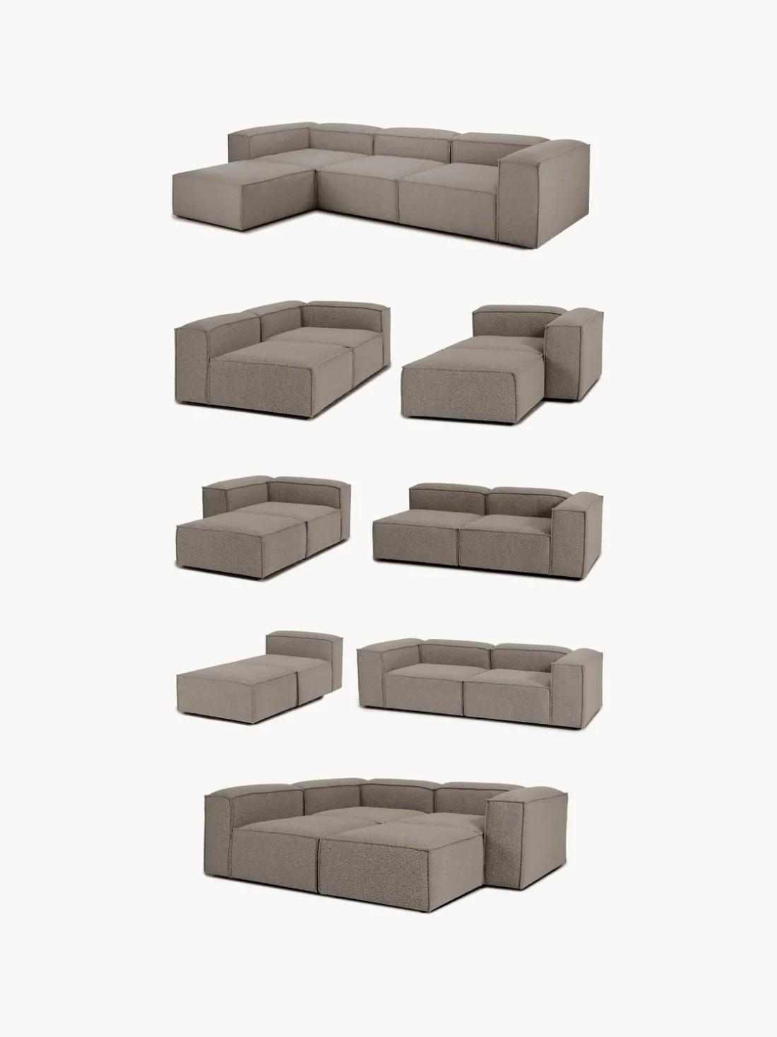 Reposapiés puf en tejido bouclé Lennon