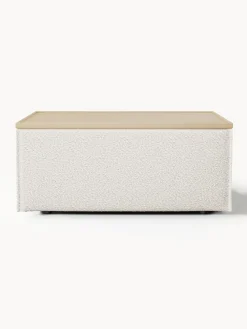 Reposapiés puf en tejido bouclé con espacio de almacenamiento Lennon