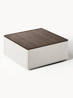 Reposapiés puf en tejido bouclé con espacio de almacenamiento Lennon