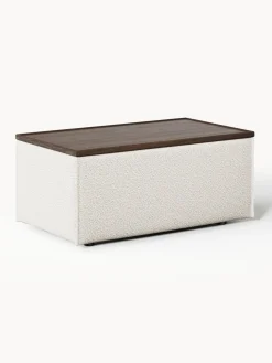 Reposapiés puf en tejido bouclé con espacio de almacenamiento Lennon