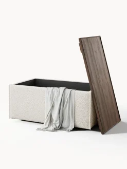 Reposapiés puf en tejido bouclé con espacio de almacenamiento Lennon