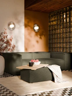 Reposapiés puf en tejido bouclé con espacio de almacenamiento Lennon