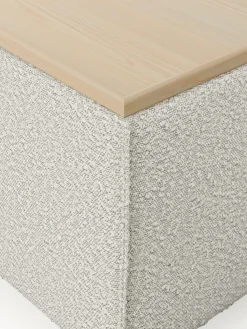 Reposapiés puf en tejido bouclé con espacio de almacenamiento Lennon