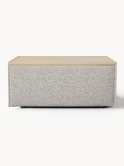 Reposapiés puf en tejido bouclé con espacio de almacenamiento Lennon