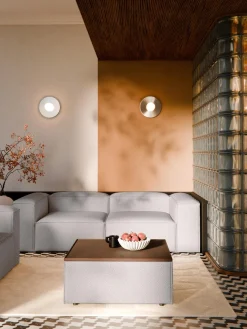 Reposapiés puf en tejido bouclé con espacio de almacenamiento Lennon