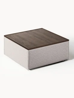 Reposapiés puf en tejido bouclé con espacio de almacenamiento Lennon