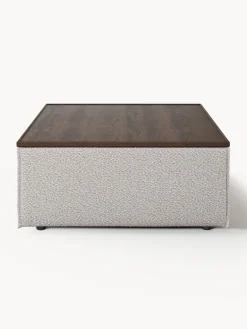 Reposapiés puf en tejido bouclé con espacio de almacenamiento Lennon