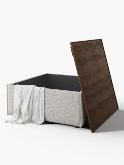 Reposapiés puf en tejido bouclé con espacio de almacenamiento Lennon