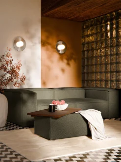 Reposapiés puf en tejido bouclé con espacio de almacenamiento Lennon