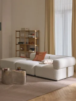 Reposapiés puf en tejido bouclé Anton