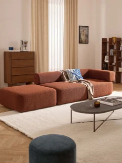 Reposapiés puf en tejido bouclé Anton