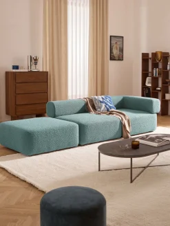 Reposapiés puf en tejido bouclé Anton