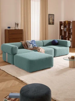 Reposapiés puf en tejido bouclé Anton