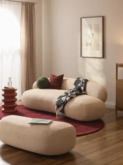 Reposapiés puf grande en tejido bouclé Alba