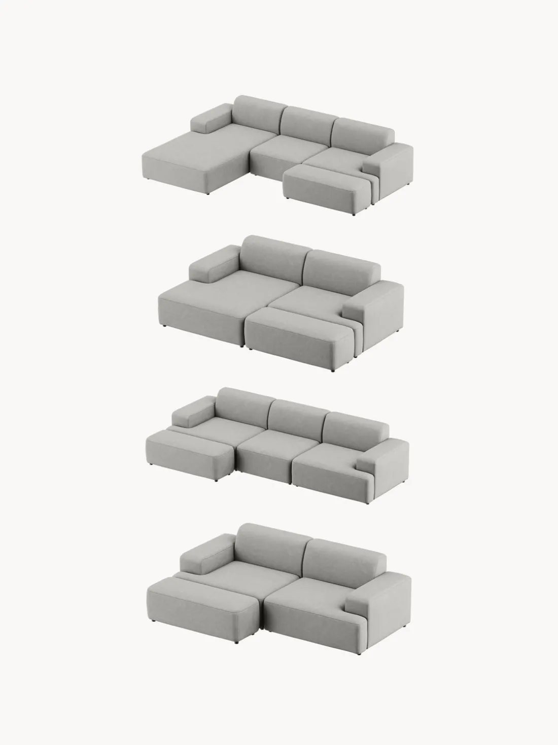 Reposapiés puf grande Melva, 116 x 42 cm