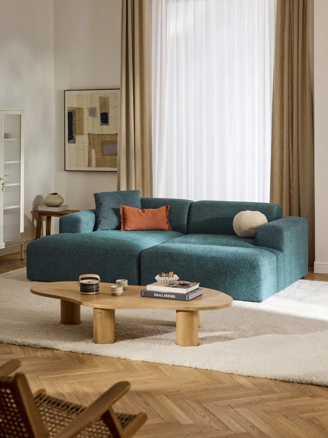 Reposapiés puf grande Melva, 116 x 42 cm