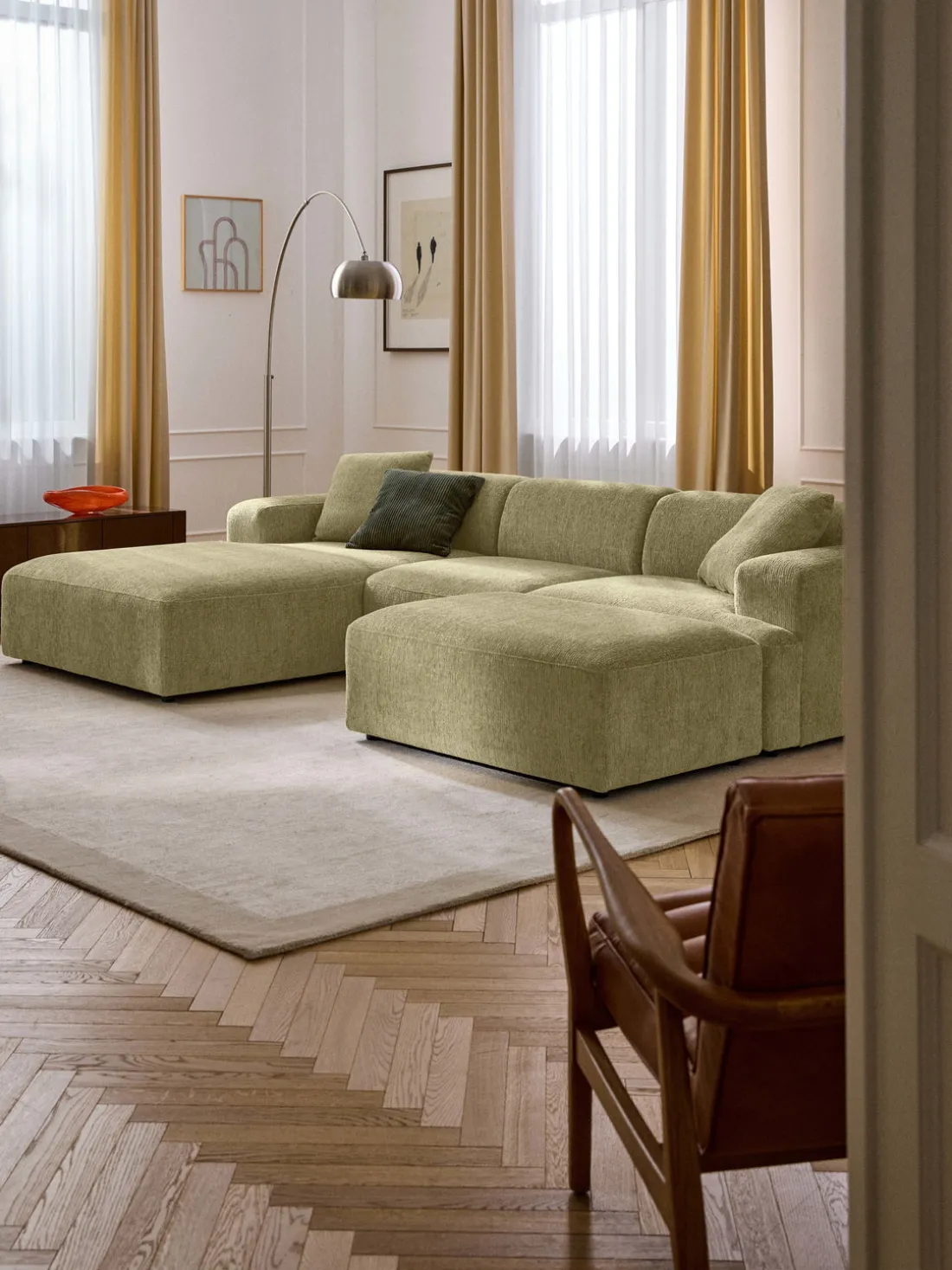 Reposapiés puf grande Melva, 116 x 72 cm