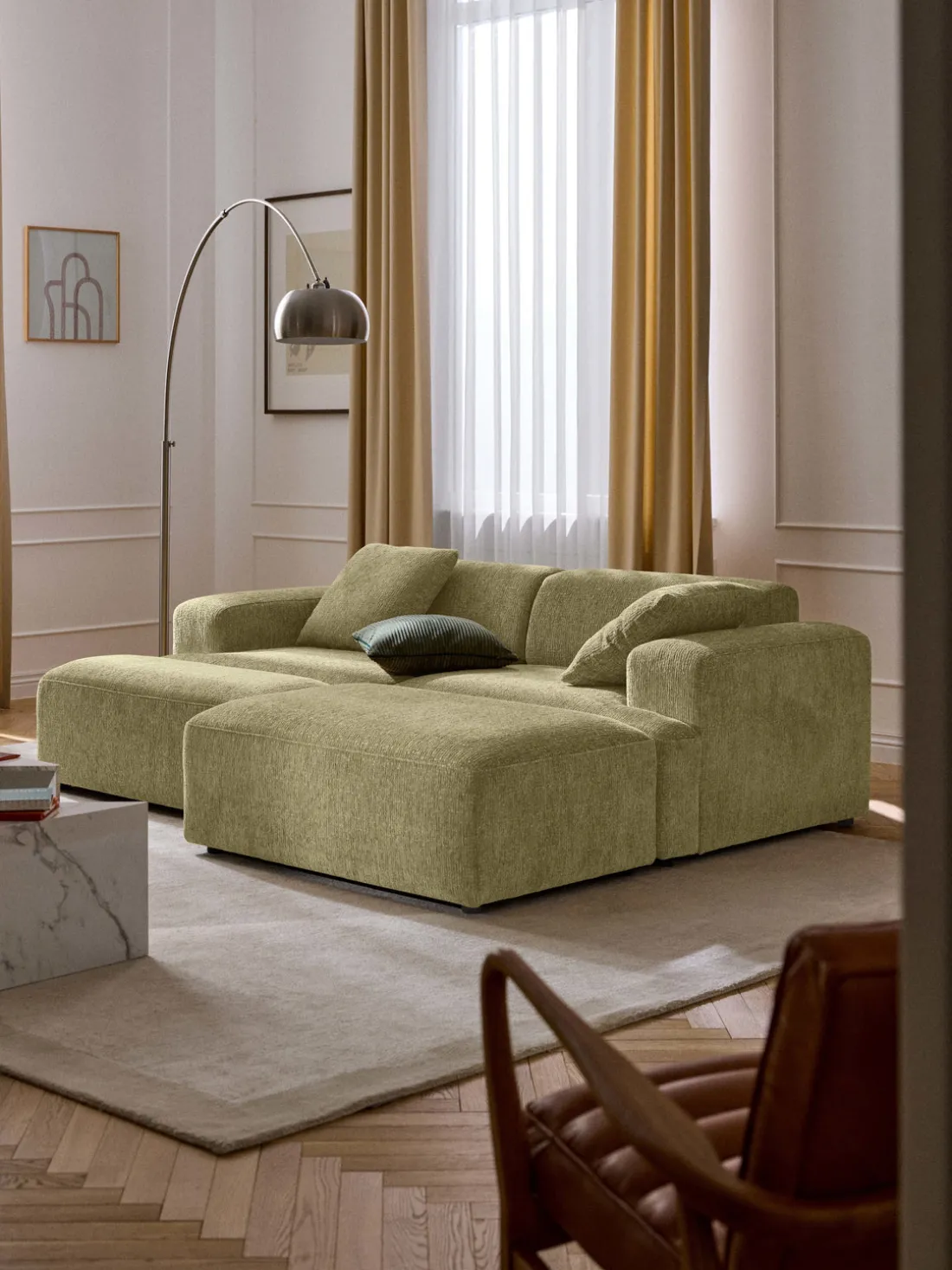 Reposapiés puf grande Melva, 116 x 42 cm