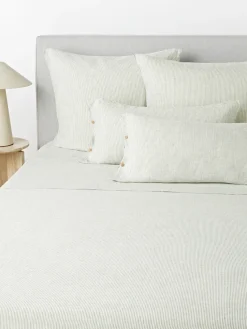 Sábana encimera de lino lavado con rayas finas Rinna