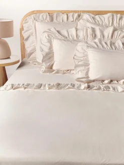 Sábana encimera de percal con volantes Louane