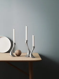 Set de candelabros de acero inoxidable Cobra, 3 uds.