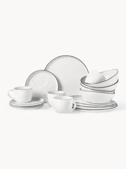 Set de desayuno artesanal de porcelana Salt, 4 comensales (16 pzas.)
