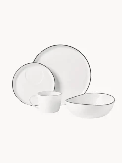 Set de desayuno artesanal de porcelana Salt, 4 comensales (16 pzas.)